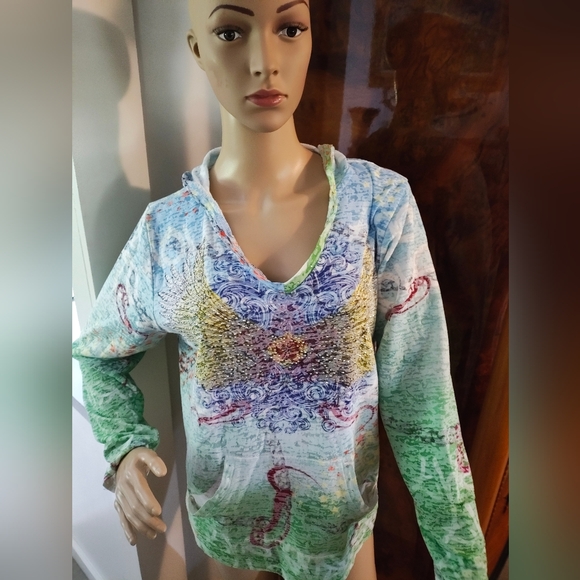 Stunning Plus size Sequin Hoodie with pockets - Picture 4 of 5